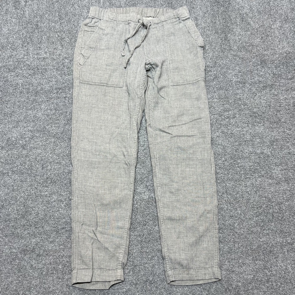 PrAna Pants Womens Small Gray Striped Twill Jogger Elastic Waist Pockets Casual
